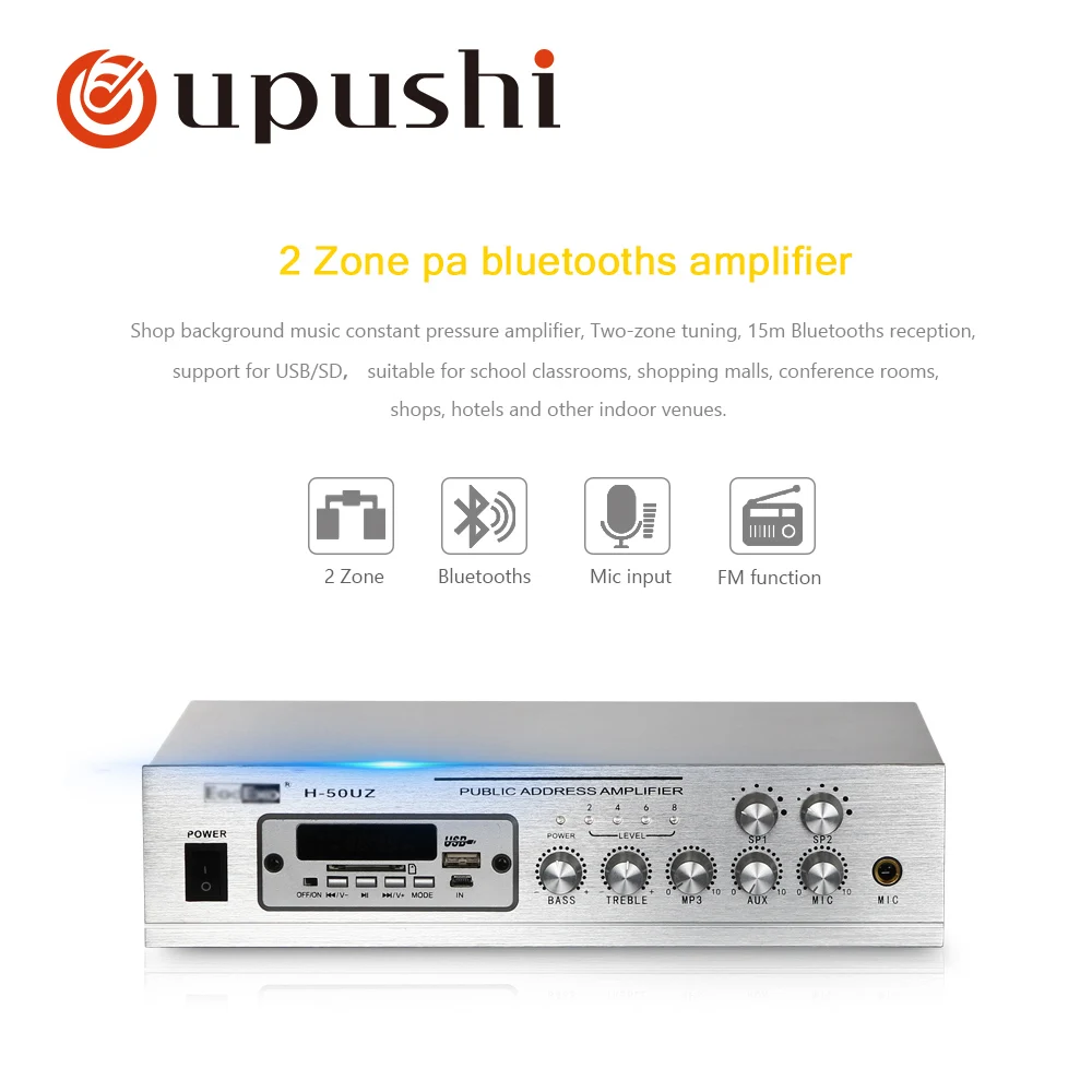 Система upushi pa 50 Вт домашний усилитель стерео bluetooth мини aduio маленький мощности с USB