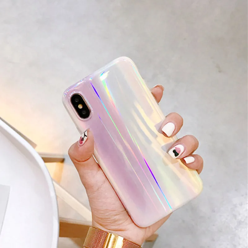 Роскошный lovecom лазерный чехол для iPhone 11 Pro Max XS XR XS Max X, 6, 6 S, 7, 8plus, Аврора узор противоударный мягкий чехол IMD чехол-накладка для телефона