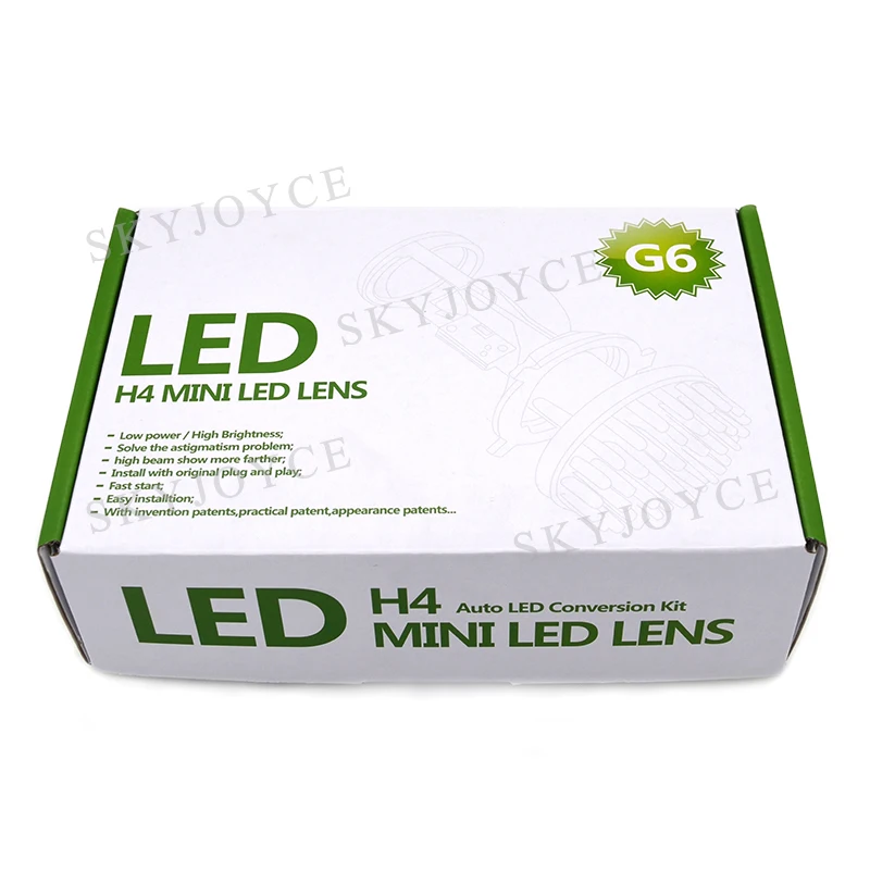 Mini Bi LED H4 объектив для проектора 35 Вт Hi/Lo луч Светодиодная лампа фар 5500 к белый авто