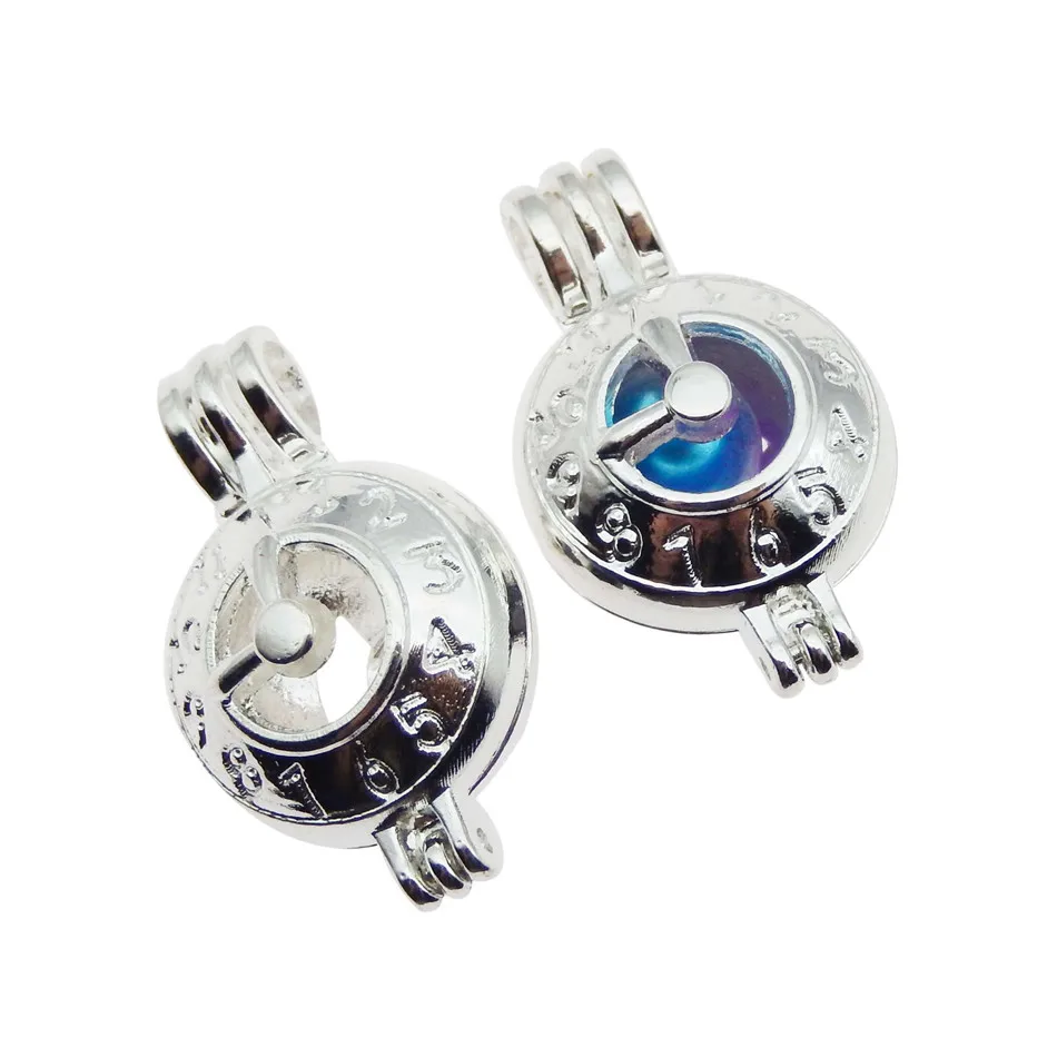 

10pcs Bright Silver Classic clock Pearl Cage Pendant Necklace Aromatherapy Essential Oil Diffuser Jewelry Making Oyster Pearl