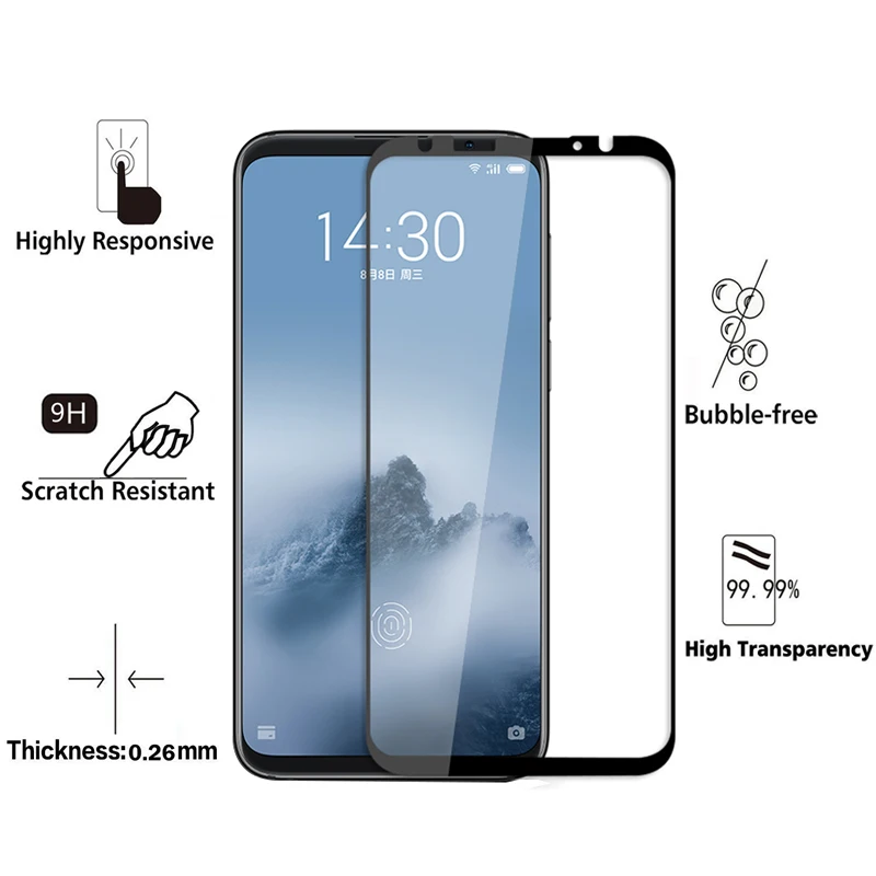 Защитное стекло Soultz 2.5D закаленное для Meizu 16th Meilan 16 Plus plus Взрывозащищенная