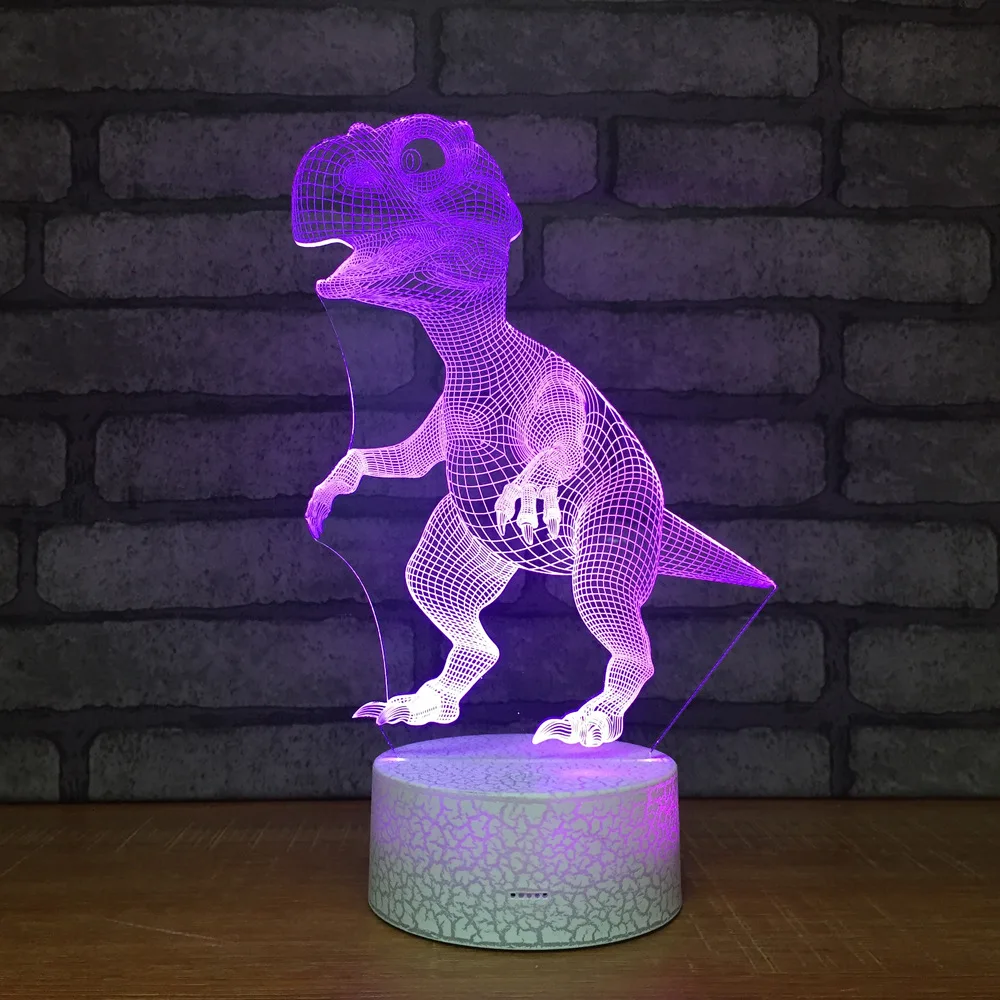 Коростель белое основание динозавр 3D лампа 7 цветов взрыв СВЕТОДИОДНЫЙ ночник