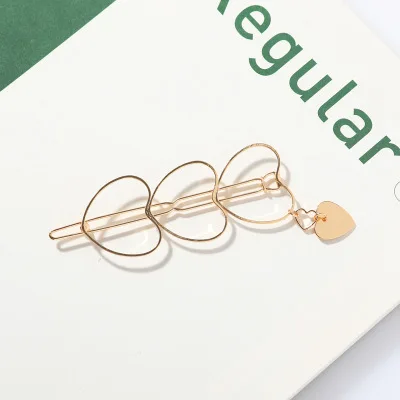 Женские заколки для волос с пятиконечными сердечками серебристые и золотистые в