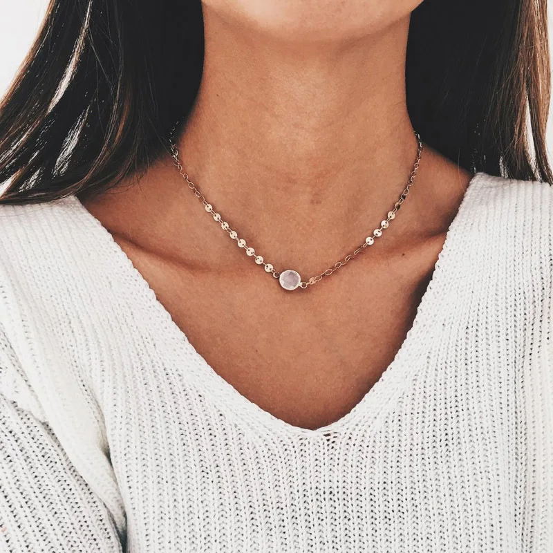 Модные Простые цепочка цепочек колье Цепочки и ожерелья Винтаж Металла Опал