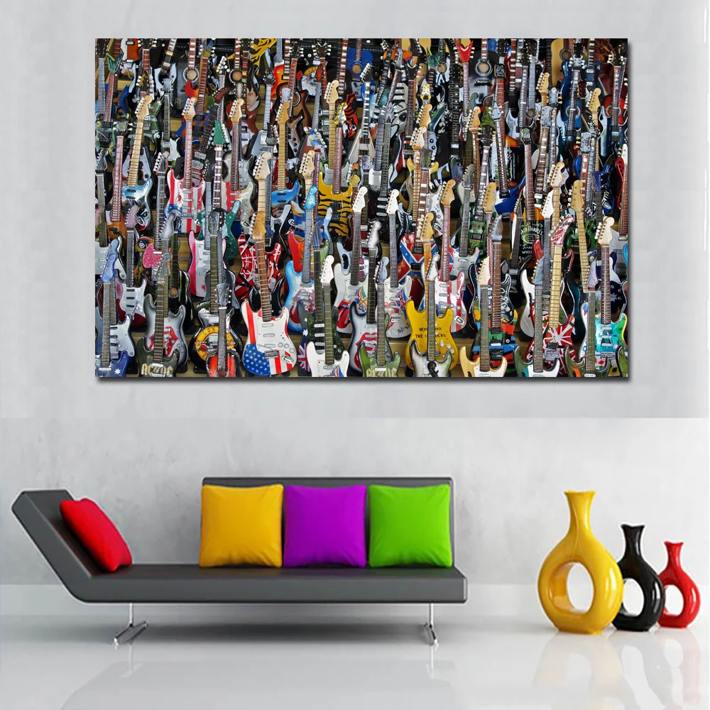 Самодельная современная абстрактная декоративная живопись красочная Гитара