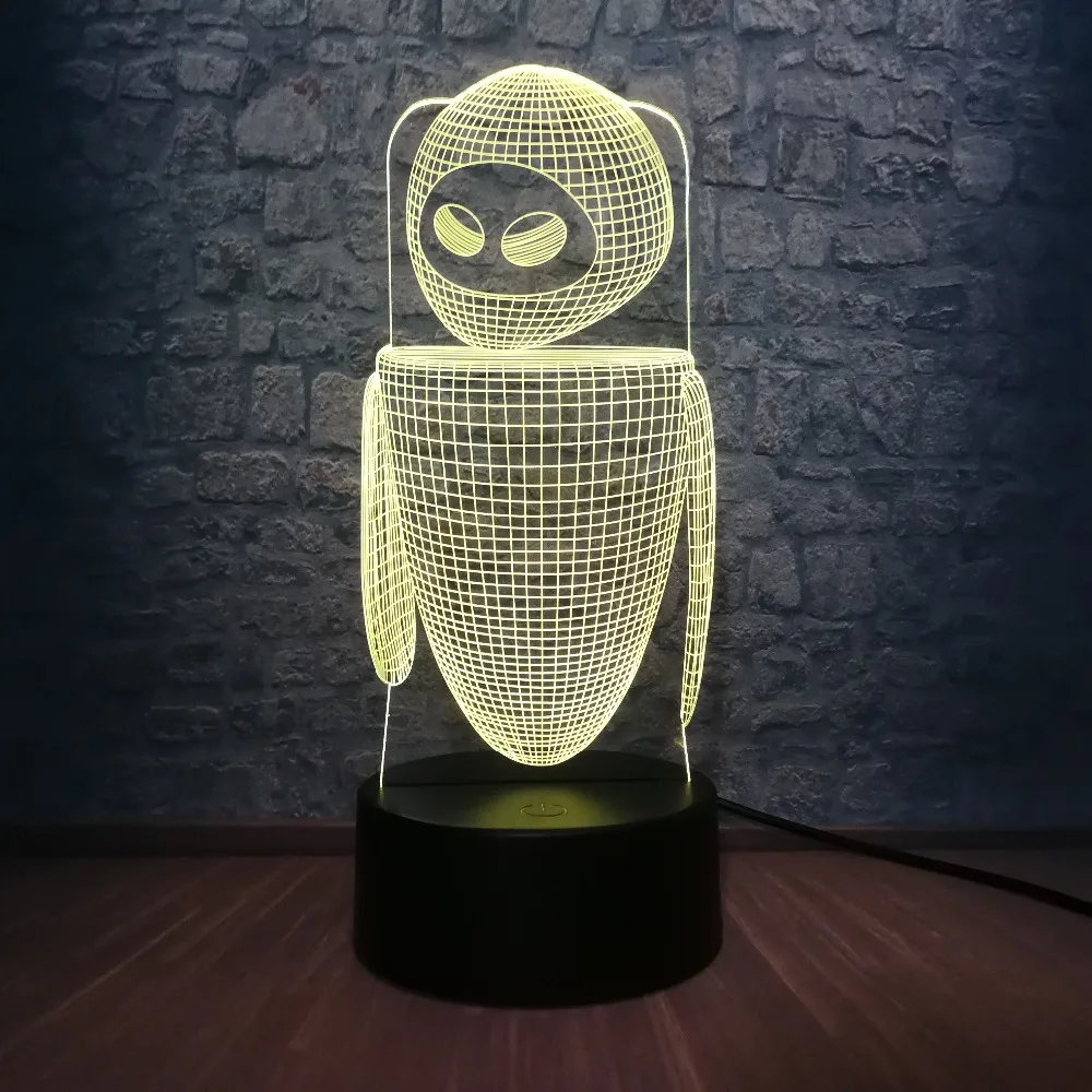 Новинка 3D USB Robort Wall-E RGB светильник ing настольная Светодиодная лампа Иллюзия