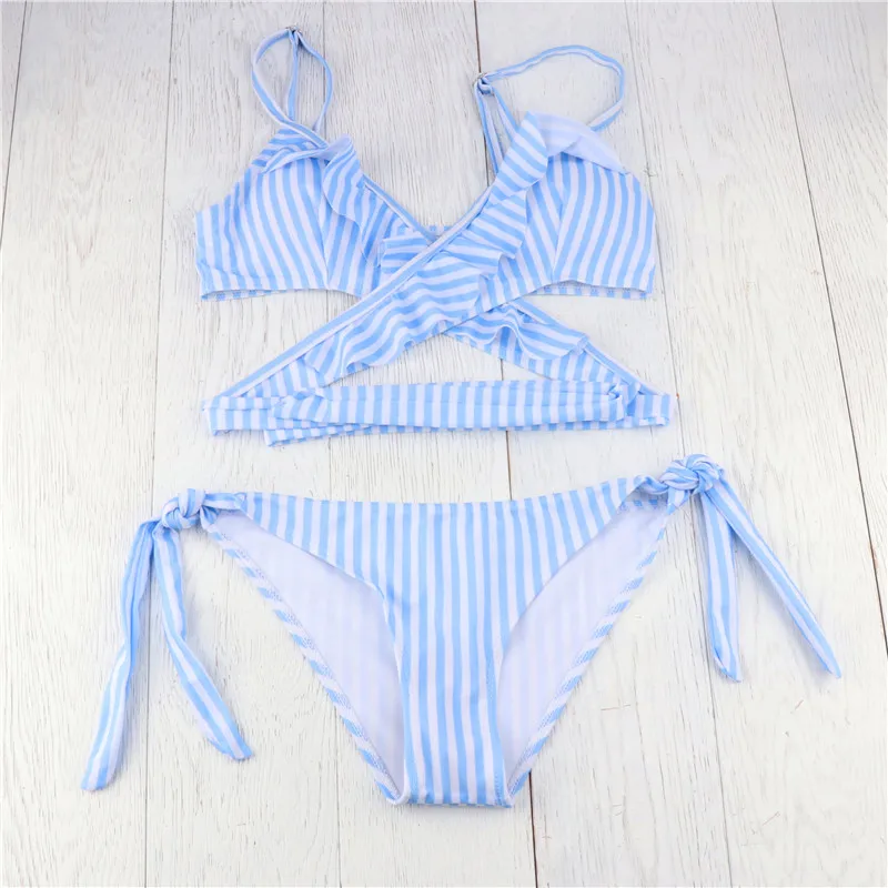 New Striped Bathing Suit Brazilian Biquini Sexy Swimwear Bikinis Set 2018 Female Vintage Retro Swimsuit Bandage Beachwear |