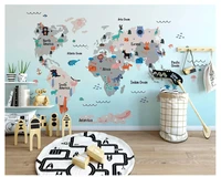 beibehang wall papers home decor modern decorative painting 3d wallpaper hand drawn animal map children room mural background