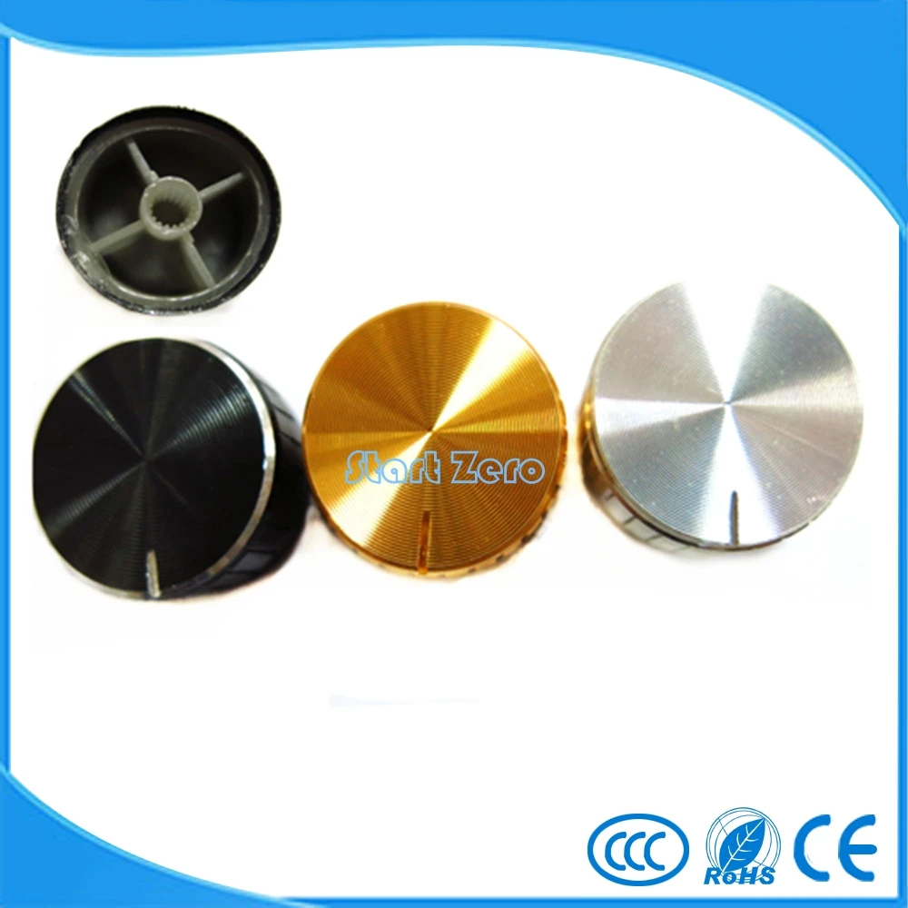 2 шт. алюминиевые ручки для регулировки громкости черные 6 мм диам. вкатанный вал