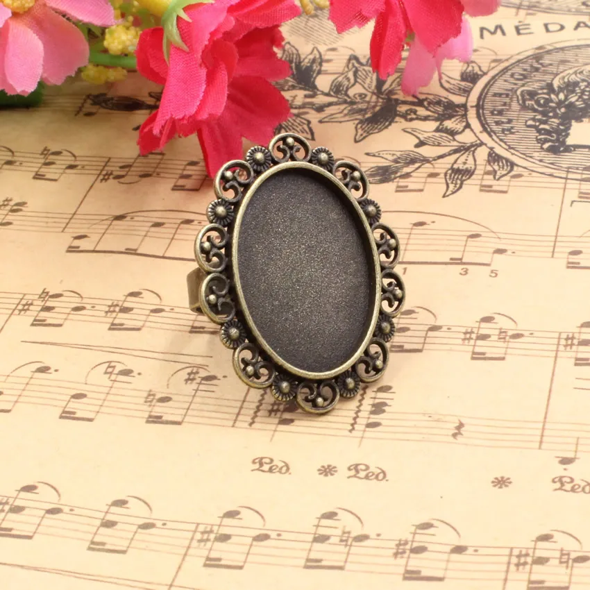 Fit 18x25mm Cabochons Mixed adjust Ring Metal Oval Blank Setting Bezel Cabochon Base For DIY 10pcs/lot K05270 | Украшения и
