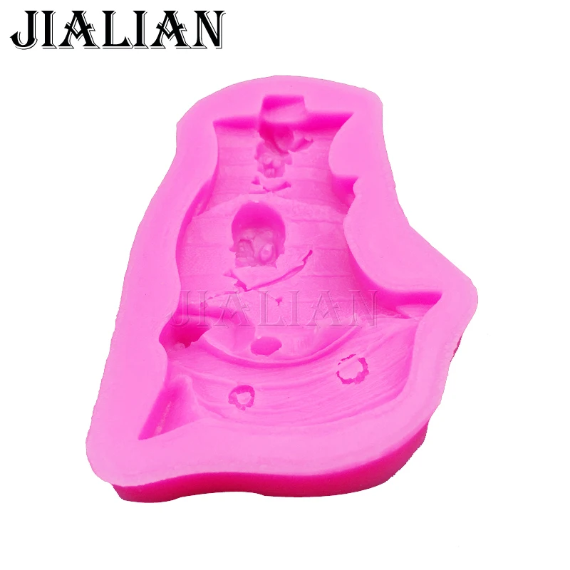 Силиконовая форма для мыла в виде пиратского корабля черепа|fondant silicone molds|silicone