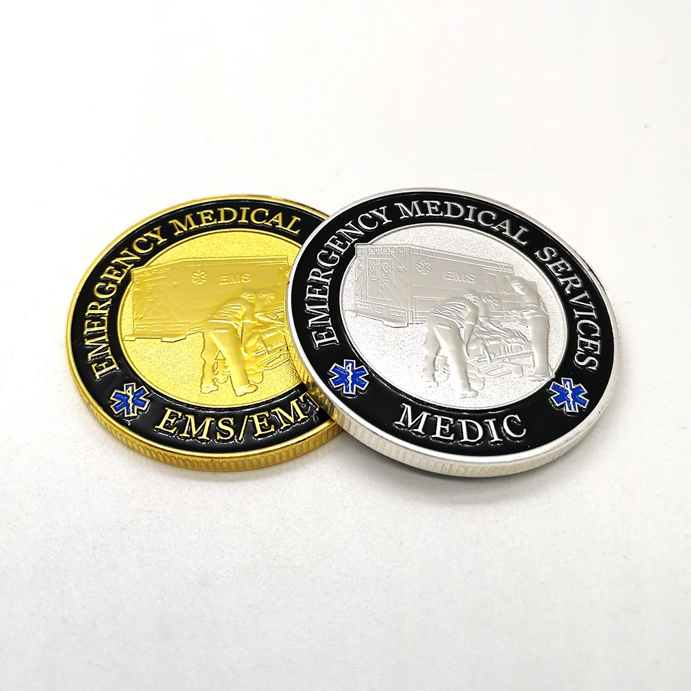 2pcs Set EMS EMT Challenge монеты аварийные медицинские услуги сувенирные подарки значок коллекционные монеты ремесла - Цвет: 2pcs Set