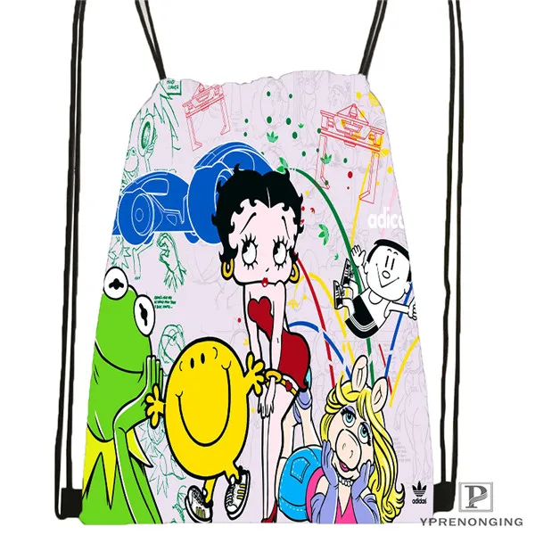 Drawstring Backpack Изготовленная на заказ Betty Boop походная сумка на шнурке для мужчин и женщин милый рюкзак для детей(черная спинка) 31x40 см#180531-01-44 - Цвет: Drawstring Backpack