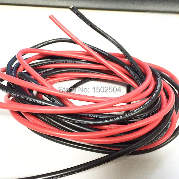 Фото Силиконовый провод 14 AWG, гибкие многожильные медные кабели 1 м, черный и 1 м, красный для RC №4
