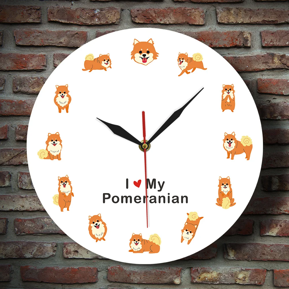 Современные настенные часы Zwergspitz Zwers в мультипликационном стиле Pomeranian Dog Sptiz с