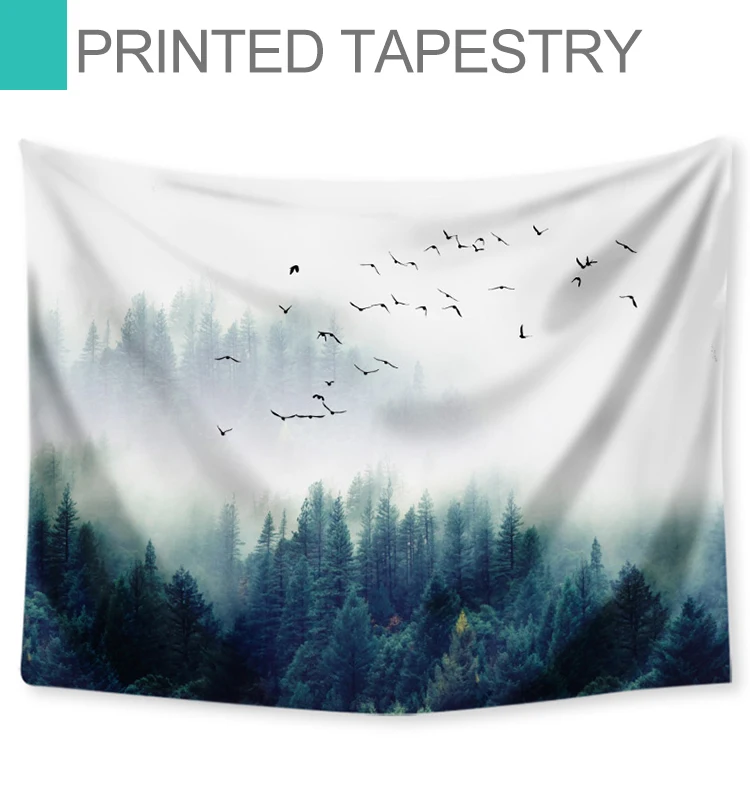 Mountains Bird Animal Tapestry Wall Carpet Cloth Hanging Leaf Home Decor Beach Mat Printing Polyester Living Room Mat