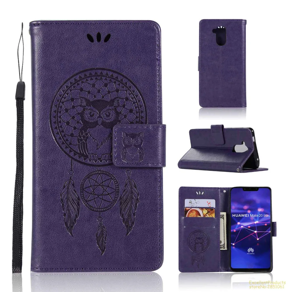 Vintage Retro owl Pattern Flip Stand PU Leather Cell Phone Wallet Case Cover for Huawei Mate 20 Lite Pro phone cases | Мобильные
