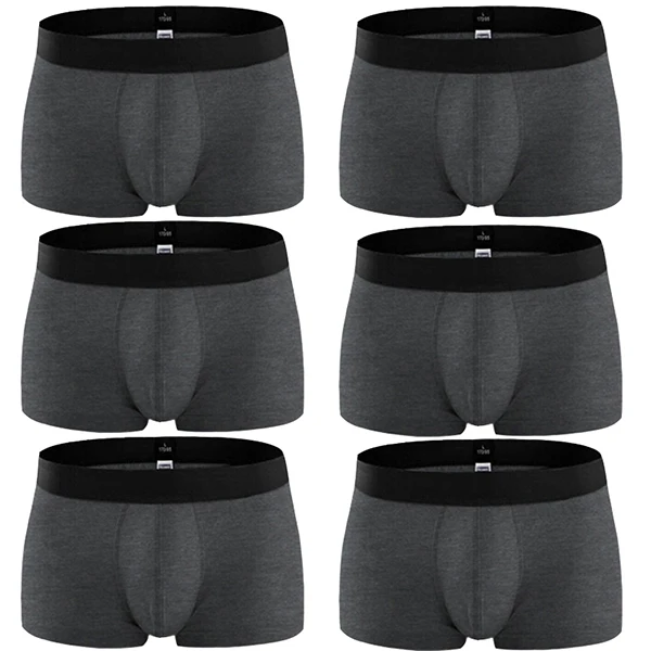 Gray 6pcs Хлопковые боксеры, мужское нижнее белье, дышащие u-образные сексуальные трусы, шорты, Calzoncillos Hombre Boxer Marca Homme - Цвет: Gray 6pcs