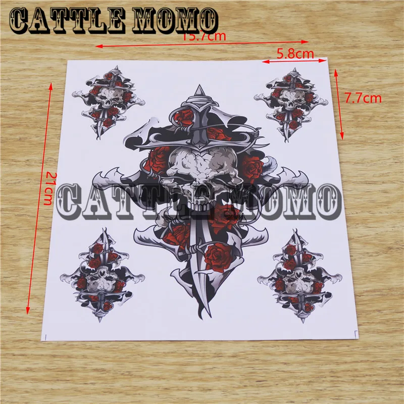 Переводные картинки черепа и розы для мотоцикла топливного бака наклейки 1