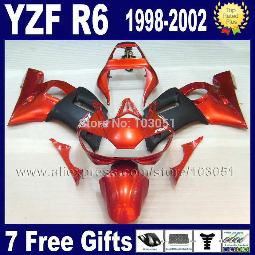 

Пользовательские обтекатели ABS для YAMAHA 1998 1999 2001 R6 Оранжевый матовый черный YZF R6 98 99 00 01 02 комплект обтекателей для мотоцикла