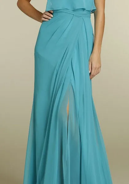 Prom Dresses Sale -Strapless Neckline Bridesmaid Ruffles Chiffon A-Line Side Slit Floor Length Natural Waist | Свадьбы и торжества