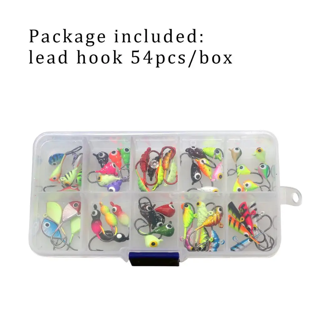 54 шт./кор. зимней приманка на рыболовный крючок 1,1g-2,5g Lead Jig Head Крючки приманки Jig Head удочка рыболовные снасти - Цвет: Многоцветный