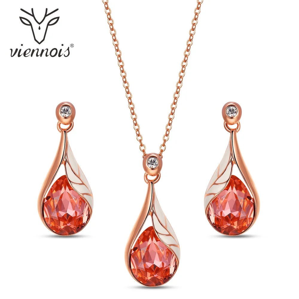 Комплект из колье и серёг с кристаллами|orange crystal jewelry sets|jewelry sets for womencrystal set |