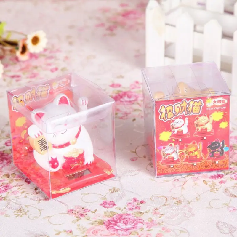 Черный/белый на солнечных батареях Maneki Neko приветственная удача везучий Кот