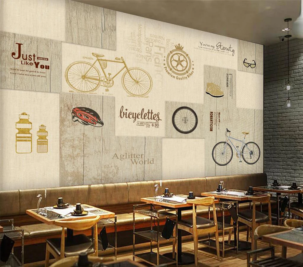 Decorative wallpaper Hand-painted bike background wall painting | Обустройство дома