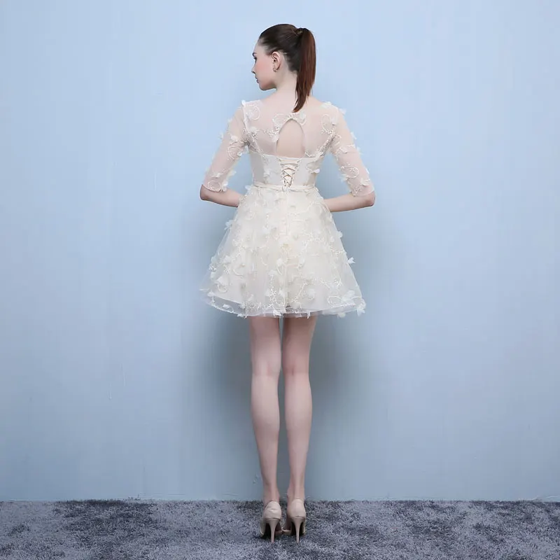 Женское вечернее платье с круглым вырезом FADISTEE элегантное короткое Кружевное