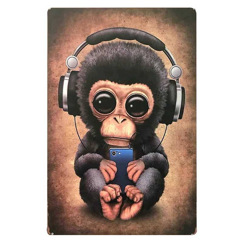 30X20 см Moneky собака домашнее животное жираф Фламинго металлическая жестяная вывеска животные винтажная настенная живопись табличка домашнее животное магазин семейный настенный плакат H14
