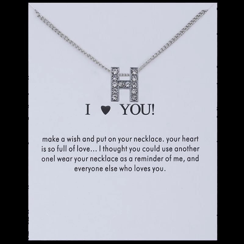 LNRRABC 26 Letters Jam Chain Love Alloy Crystal Women Simple Fashion Shine Rhinestone Necklace Silver 1PC New Charm Jewelry Gift | Украшения