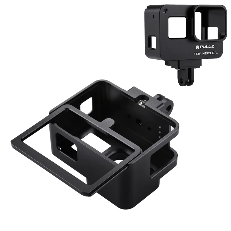 PULUZ корпус оболочка для GoPro HERO 5 6 7 черный CNC алюминиевый сплав жесткий защитный чехол рамка чехол для GoPro Hero - Цвет: With Frame