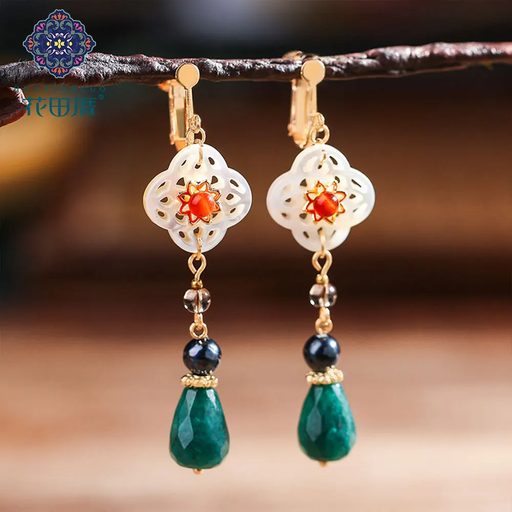 Серьги-подвески женские длинные ювелирные украшения для женщин с черным