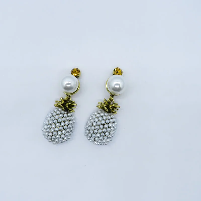 pineapple stud Rongho Бренд Винтаж барокко Жемчуг ананас себе серьги гвоздики для женщин модные ювелирные изделия, Золотая Серьга Кулон - Окраска металла: pineapple stud
