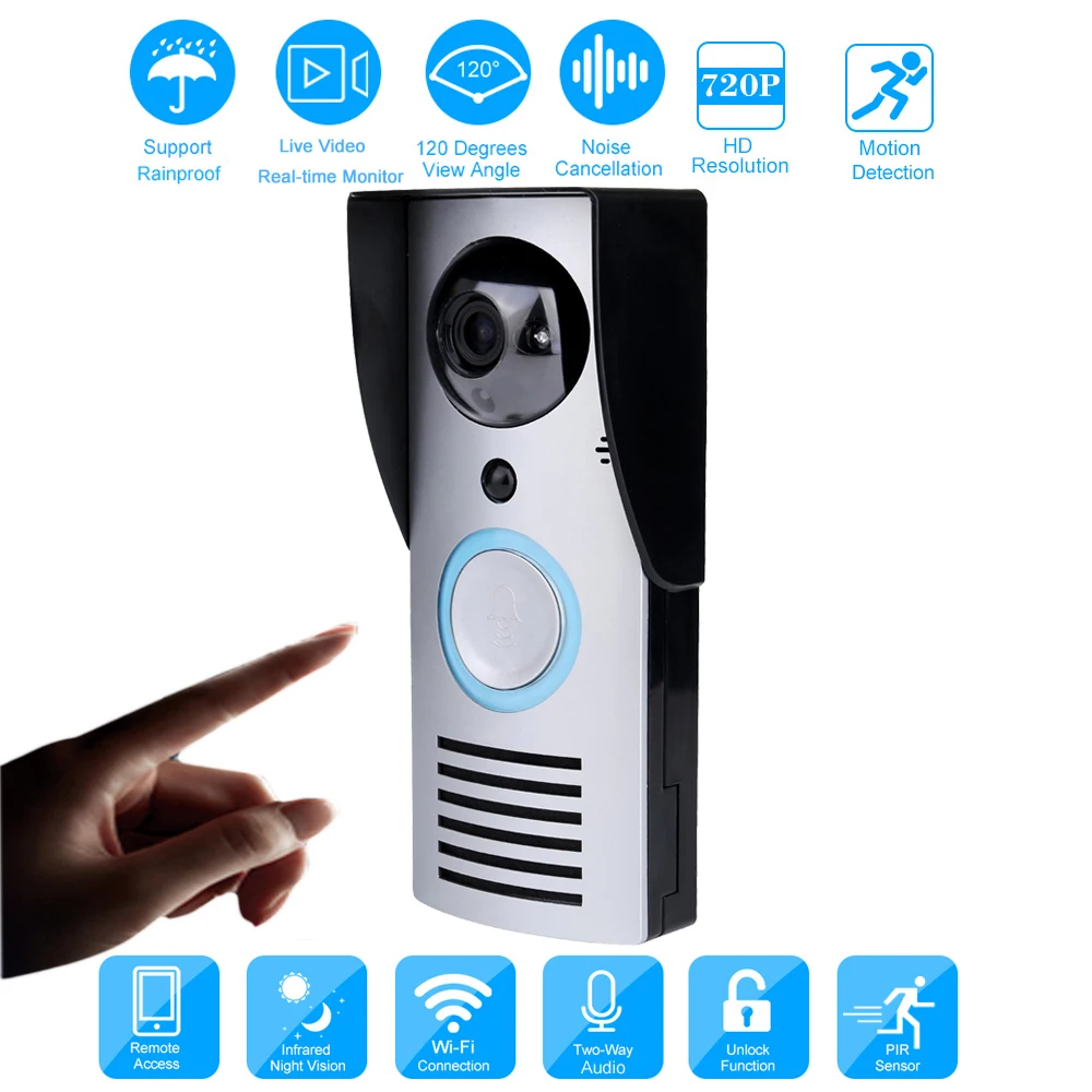 CUSAM видеодомофон дверной звонок телефон двери беспроводной wifi HD камера 720P датчик движения разблокировка ночного видения
