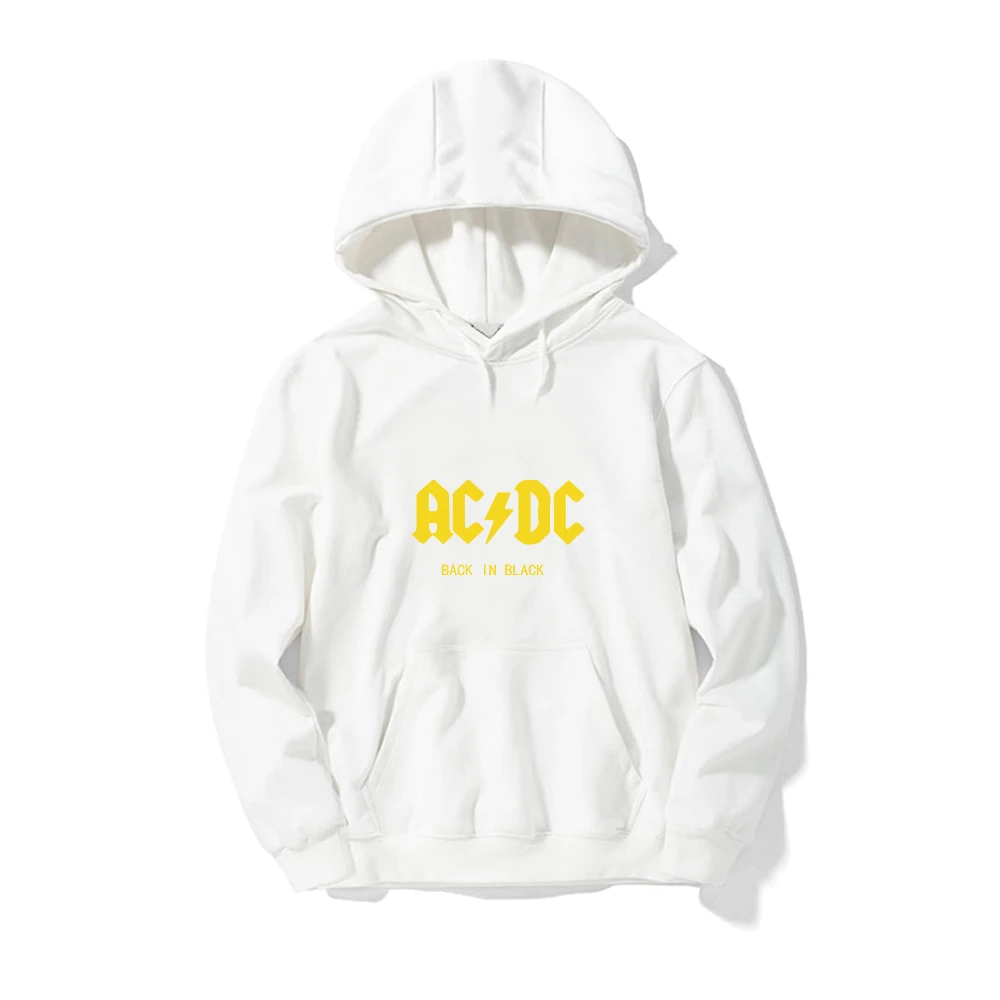 White3 AC DC Толстовка Мужская Хип-Хоп рок-группа ACDC черные толстовки Мужские Женские повседневные уличные куртки с капюшоном весенние зимние топы - Цвет: White3