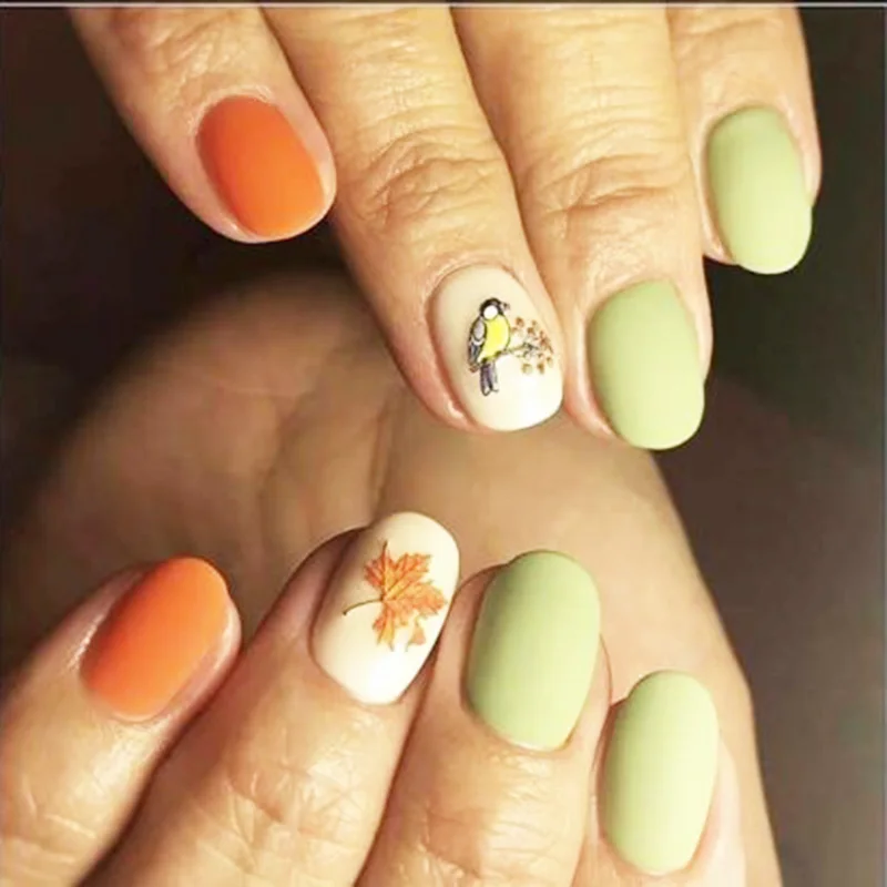 3D акриловая гравированная наклейка с цветком для ногтей птицы листья Водные