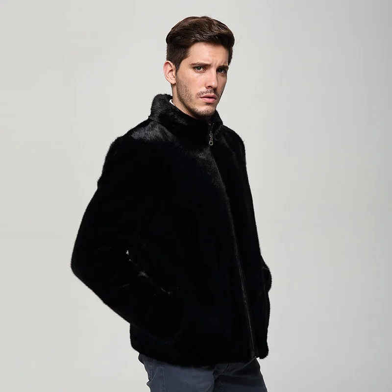 2021 со стоячим воротником Для мужчин с капюшоном Весна s мех норки пальто