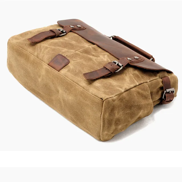 Retro Men Bag Laptop Shoulder Messenger Slung Handbag Computer Official Knight Motorcycle Canvas Crazy Horse Leather |