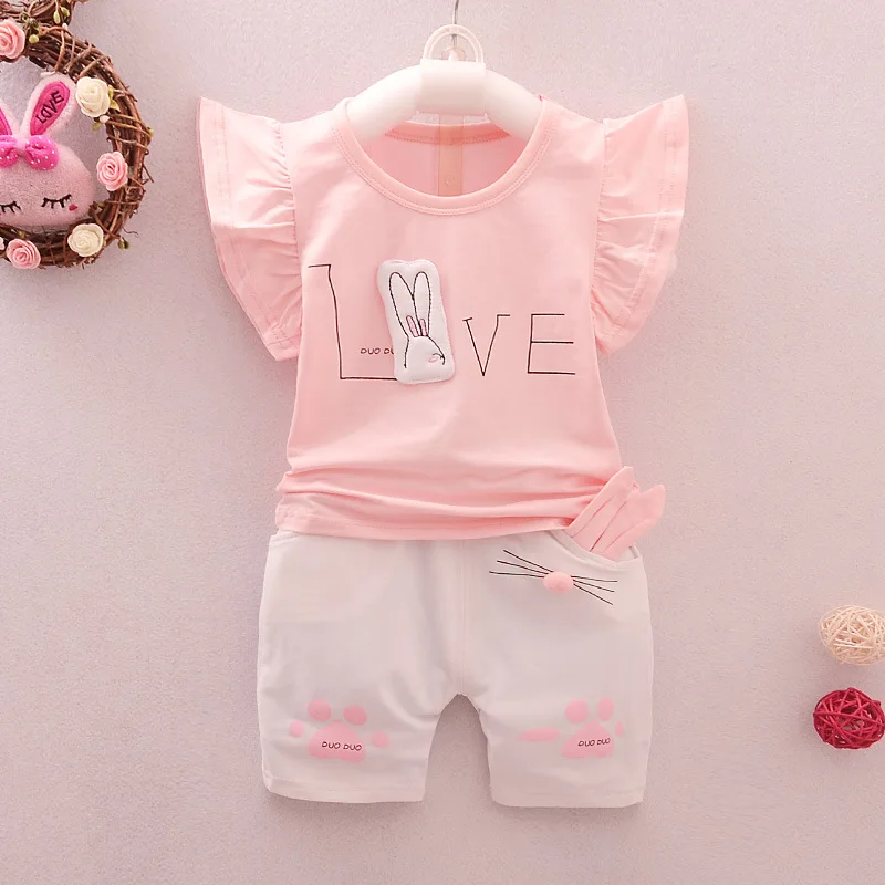 ExactlyFZ летние комплекты одежды для маленьких девочек летняя одежда с конфетным