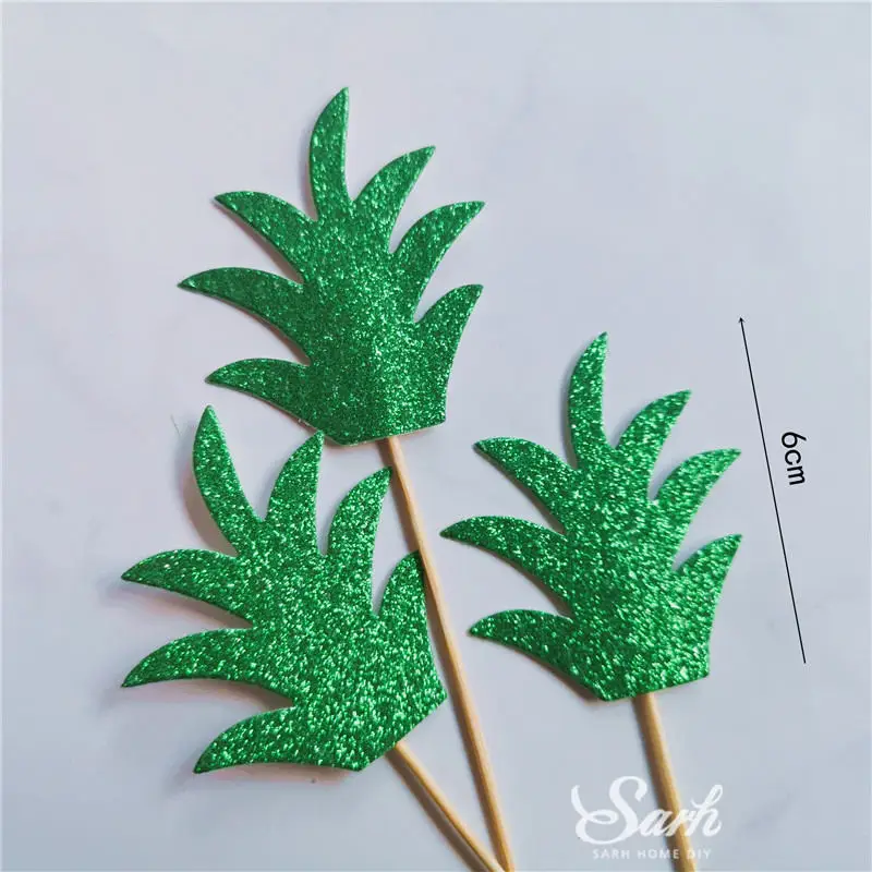 9pc pineapple leaves Девушка в красной шляпе Корона Лягушка принц украшения для дня детей вечерние украшения торта свадьба с днем рождения поставки прекрасные подарки - Цвет: 9pc pineapple leaves