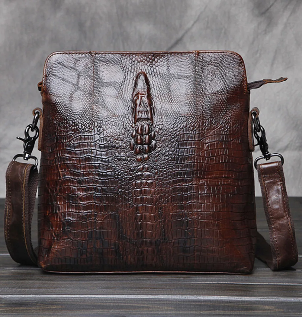 Первый слой коровья кожа натуральная сумка для мужчин крокодиловый стиль