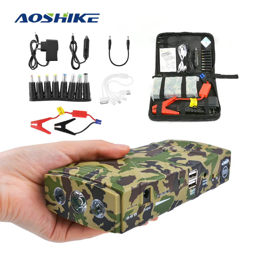 AOSHIKE Высокая пускозарядное устройство батарея 12 В 600A пиковый ток Dual USB 89800 мАч с