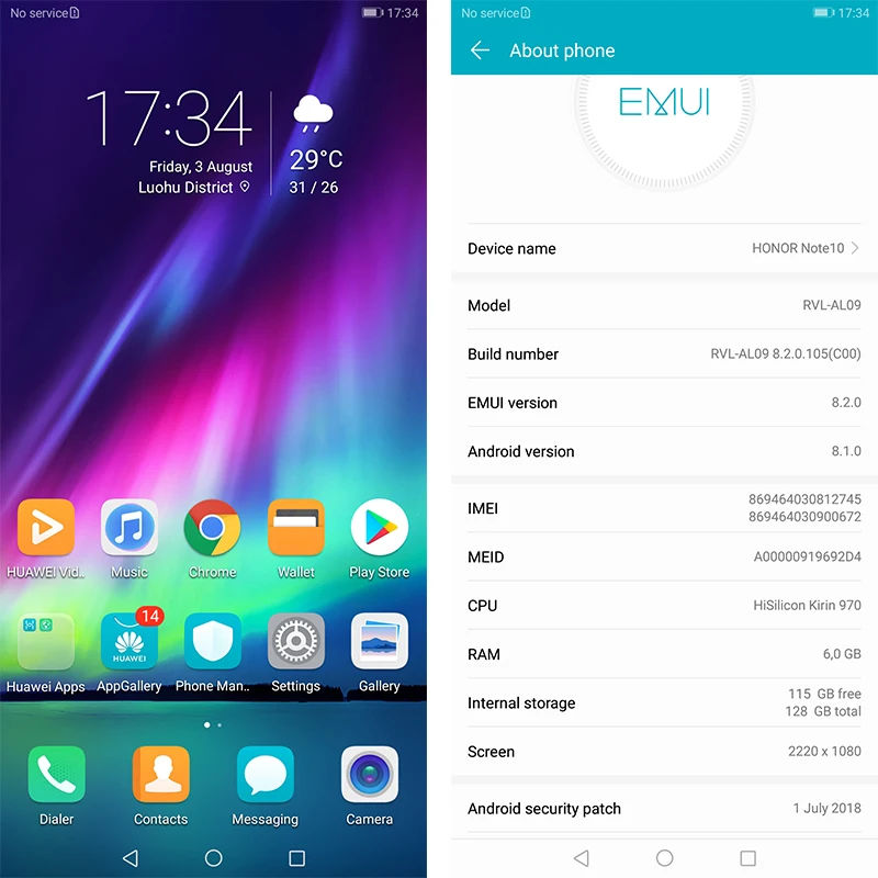 Honor Note 10 две sim карты 6 95 дюймов Android 8 1 отпечаток пальца ID NFC 5000 мАч батарея Kirin 970