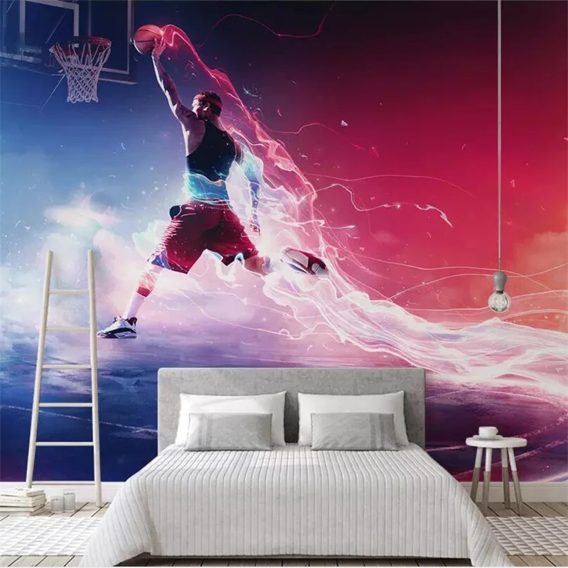 wellyu Custom wallpaper cool basketball slam dunk background wall paper mural custom large mural green wallpaper mural