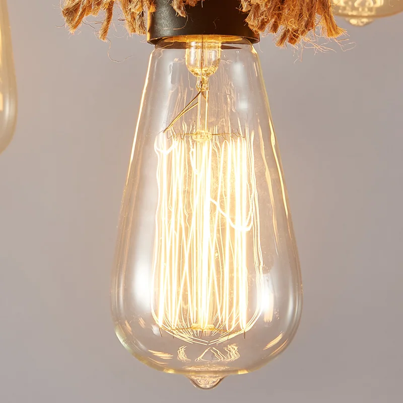 

Vintage Rope wheel Pendant Light Loft Creative Industrial Lamp Edison Bulb American Style For Living Room decoration