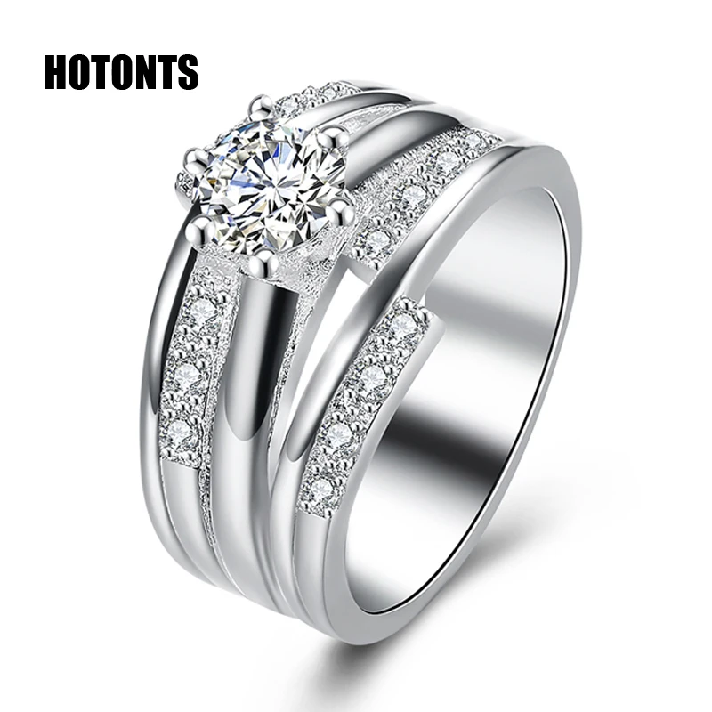 R885 Модные украшения стерлингового серебра 925 широкий Кольца для Для женщин с большой Камни женский Стразы