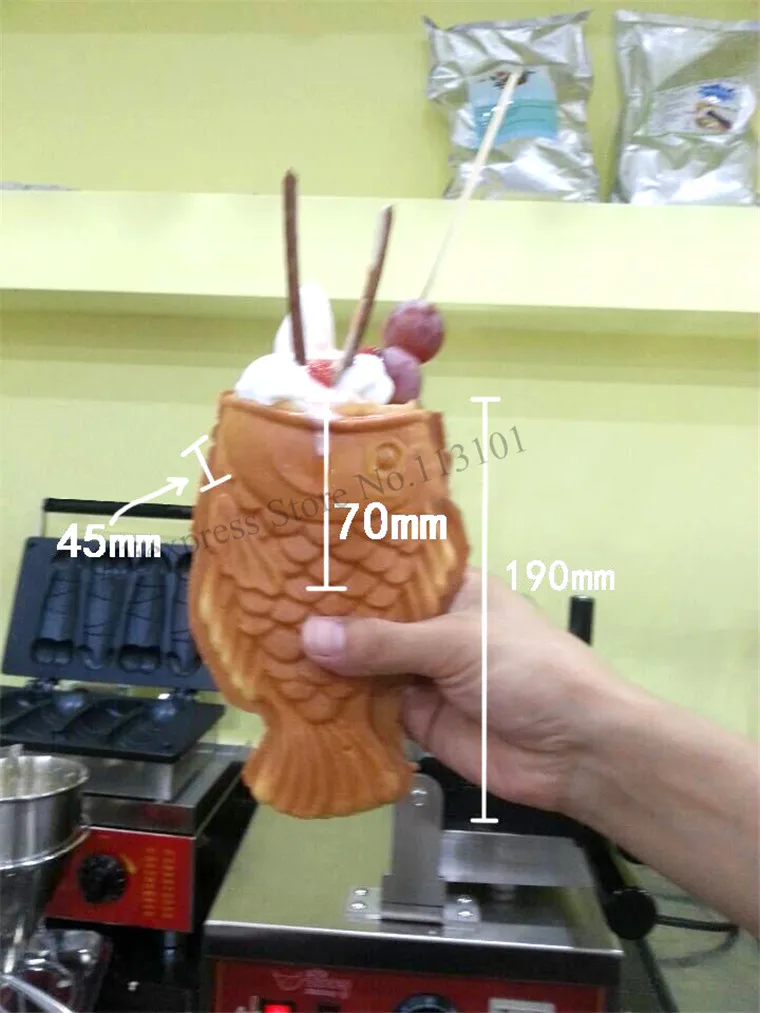 Коммерческая Машина Для Мороженого Taiyaki с двойной головкой коническая вафельная