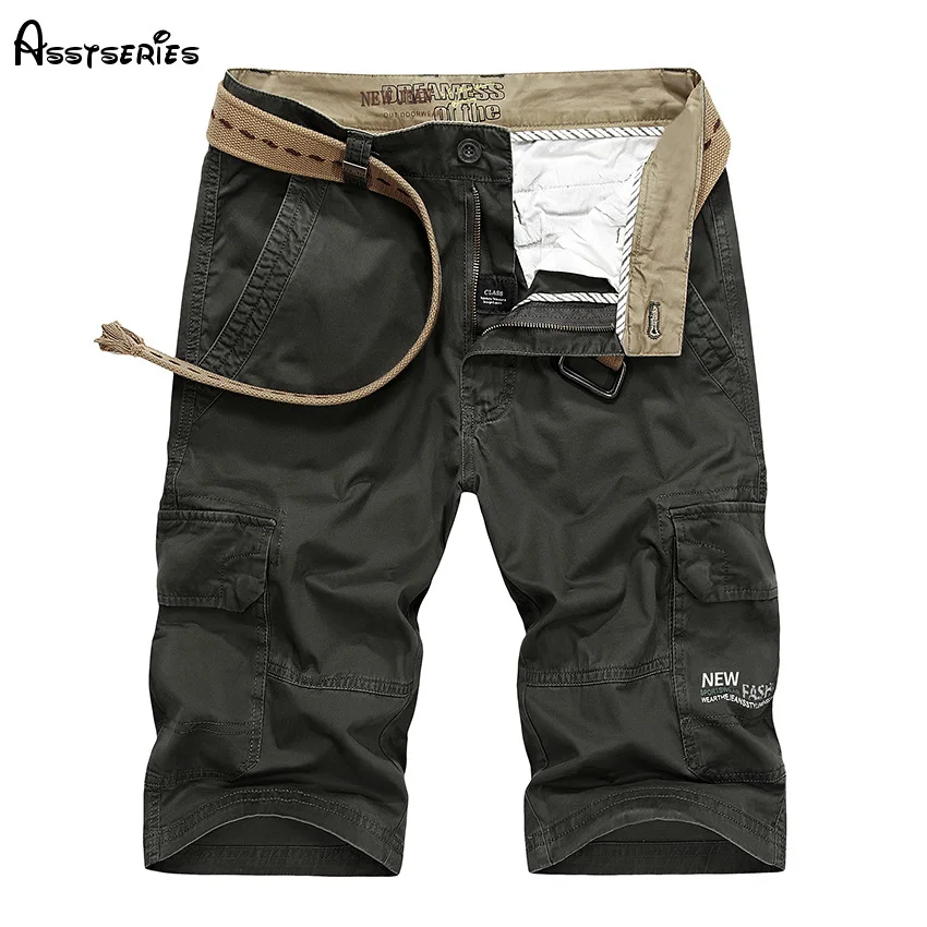 Модные Лидирующий бренд мужские короткие брюки военные молнии шорты Карго